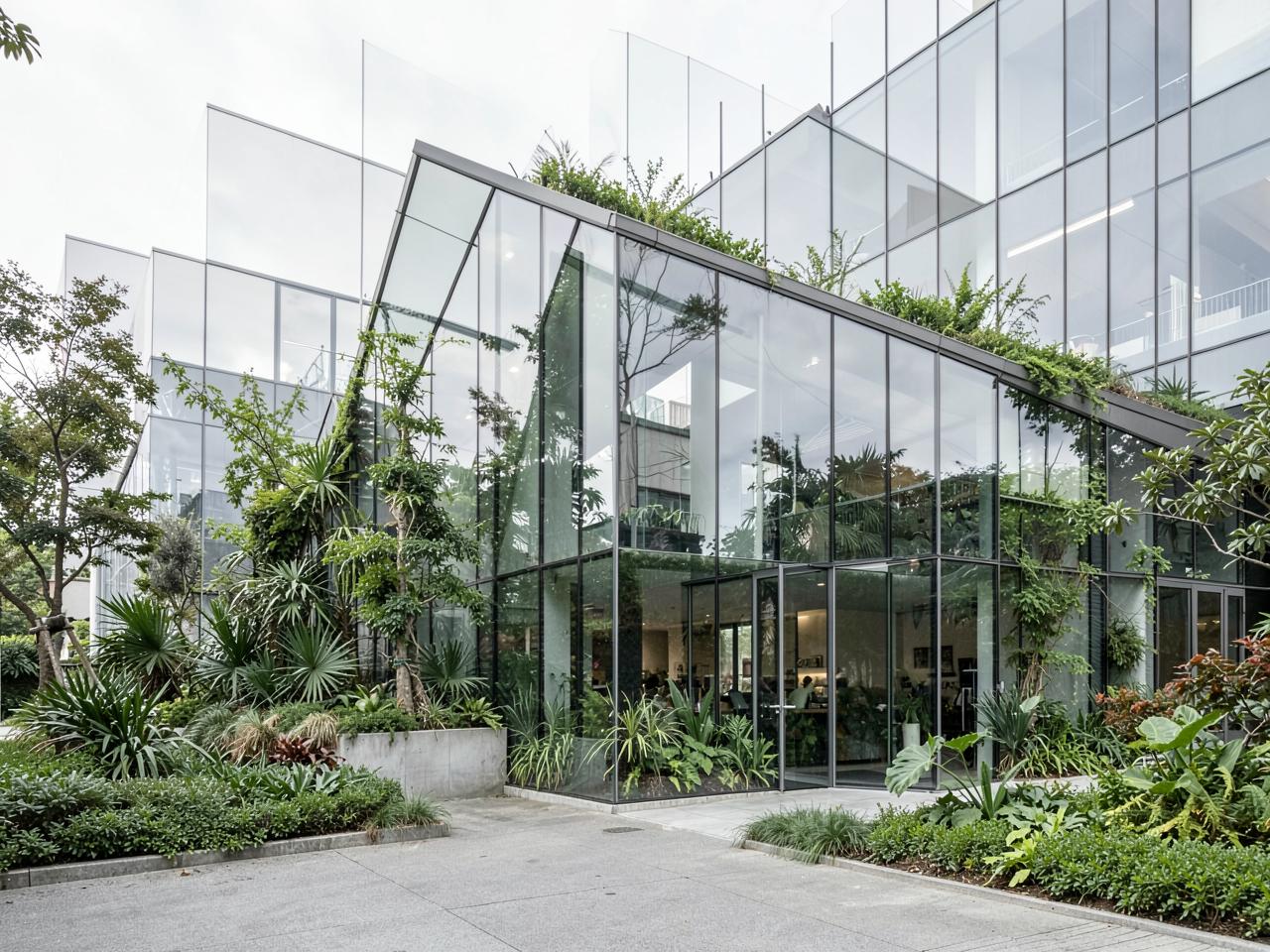 Edificio aziendale sostenibile con verde